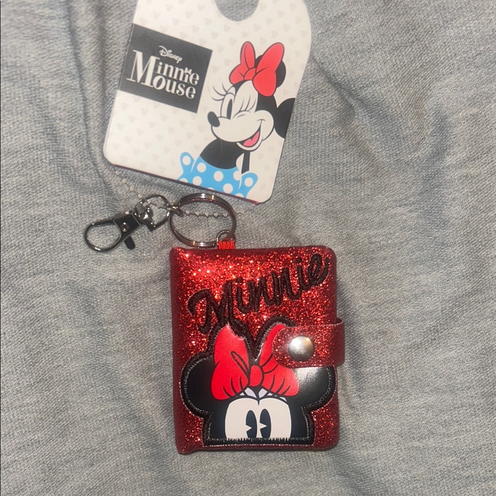 Disney Minnie Mouse Red Glitter note pad; hang on your purse!/ Keychain
